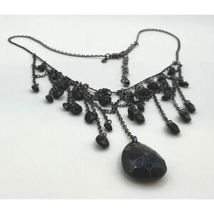 Premier Designs Black Beaded Statement Necklace – 16" + 3" Extender‎